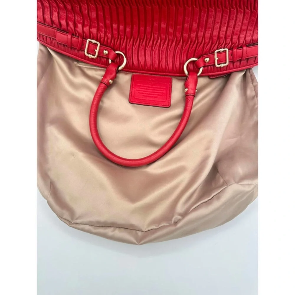 Coach Madison Sophia Gathered Red Leather Satchel with Crossbody Strap